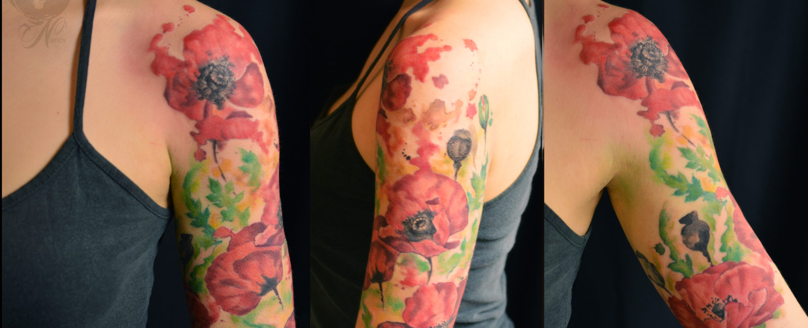 Elegant Woman Watercolor Sleeve Tattoos: Art Meets Identity