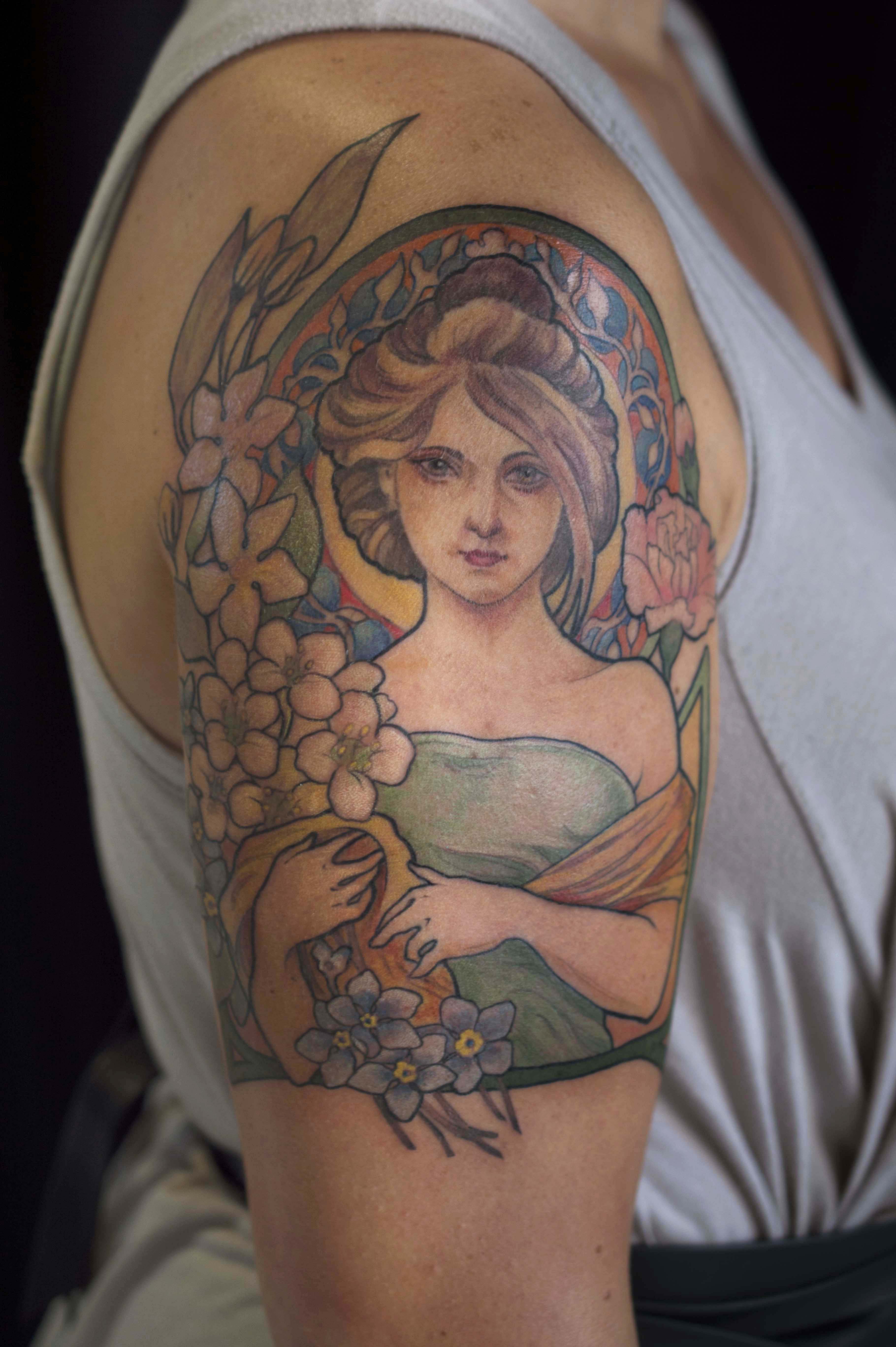 Art Nouveau Mucha Tattoo